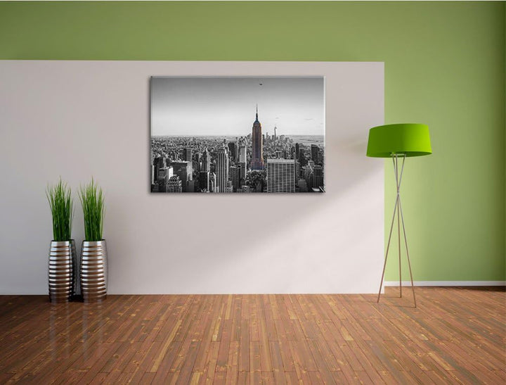 traumhafte Empire State Building schwarz/weiss Format: 100x70 auf Leinwand, XXL riesige Bilder ferti