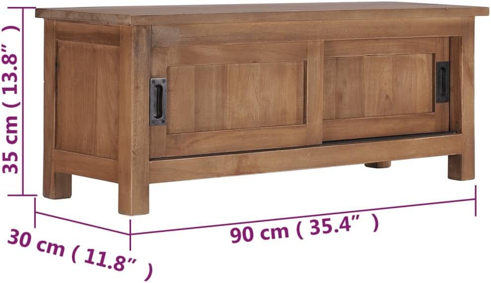 vidaXL Teak Massiv TV Schrank mit 2 Schiebetüren Rustikal Lowboard Fernsehschrank Fernsehtisch Sideb