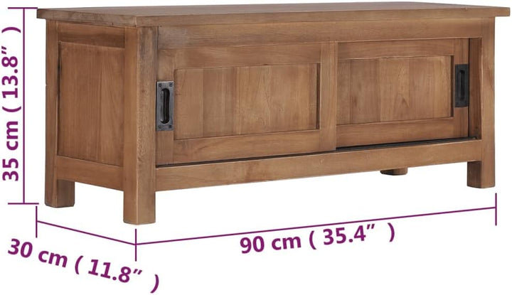 vidaXL Teak Massiv TV Schrank mit 2 Schiebetüren Rustikal Lowboard Fernsehschrank Fernsehtisch Sideb