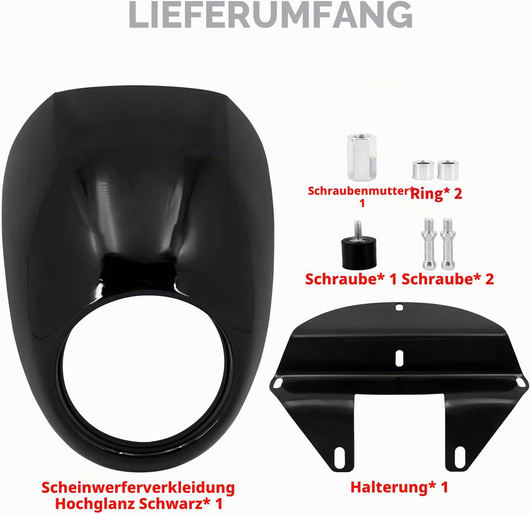 HDBUBALUS Scheinwerfer Verkleidung Maske Visier Abdeckung mit Halterung Fit für Harley Sportster Dyn