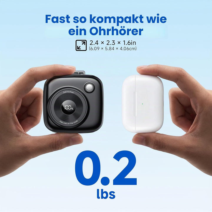 Taillen Clip Ventilator, 3000mAh Tragbarer Ventilator, mit Hängeseil, 10H Laufzeit USB-C Aufladung,