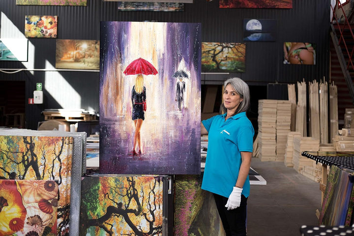 Startonight Bilder Eva Frau mit Ihrem Roten Regenschirm - Leinwandbilder Moderne Kunst - Abstrakte W