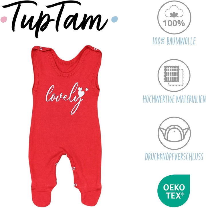 TupTam Baby Unisex Strampler mit Aufdruck Spruch 5er Pack 74 Flamingo Regenbogen Mädchen, 74 Flaming