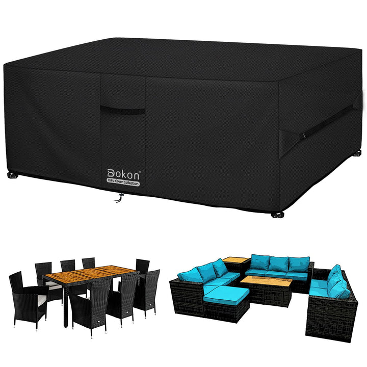 Dokon Abdeckung für Gartenmöbel Winterfest Gartentisch Schutzhülle Outdoor | 420D Oxford, Wasserdich