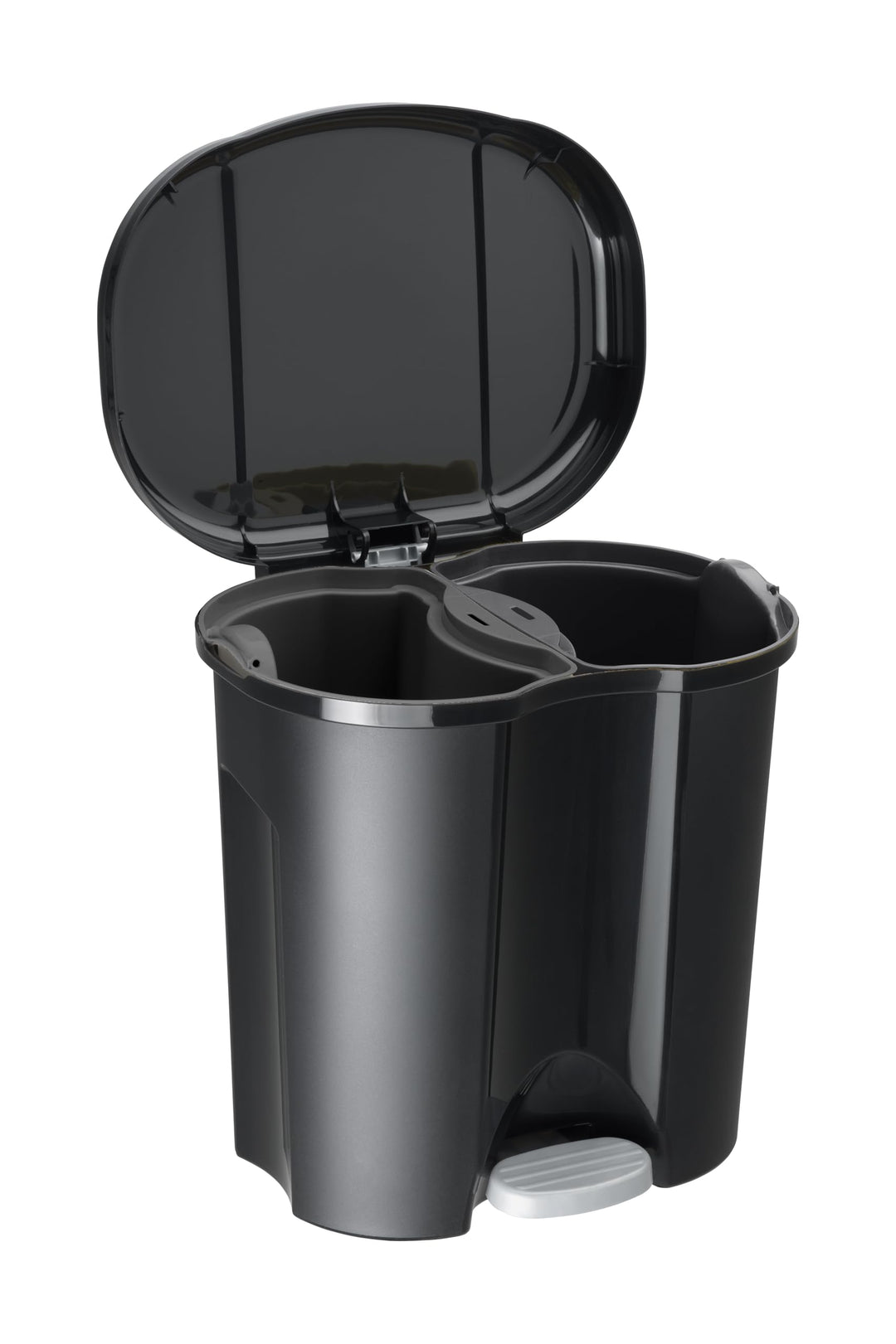 Rotho Duo Mülleimer 2x 10l zur Mülltrennung mit Deckel, Kunststoff (PP recycelt) BPA-frei, schwarz,