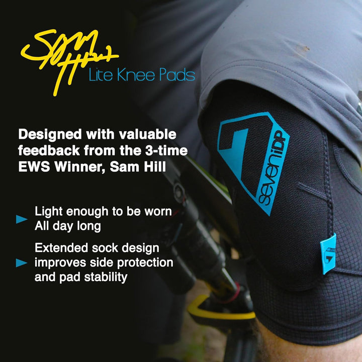 Seven Unisex – Erwachsene Knieschützer Sam Hill Lite Kniepolster, schwarz, L