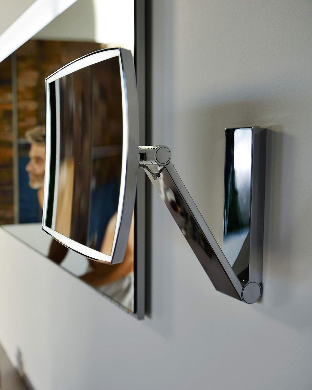 Keuco iLook_Move Kosmetikspiegel mit Beleuchtung, eckig, 20x20 cm, 5-fache Vergrösserung, Made in Ge