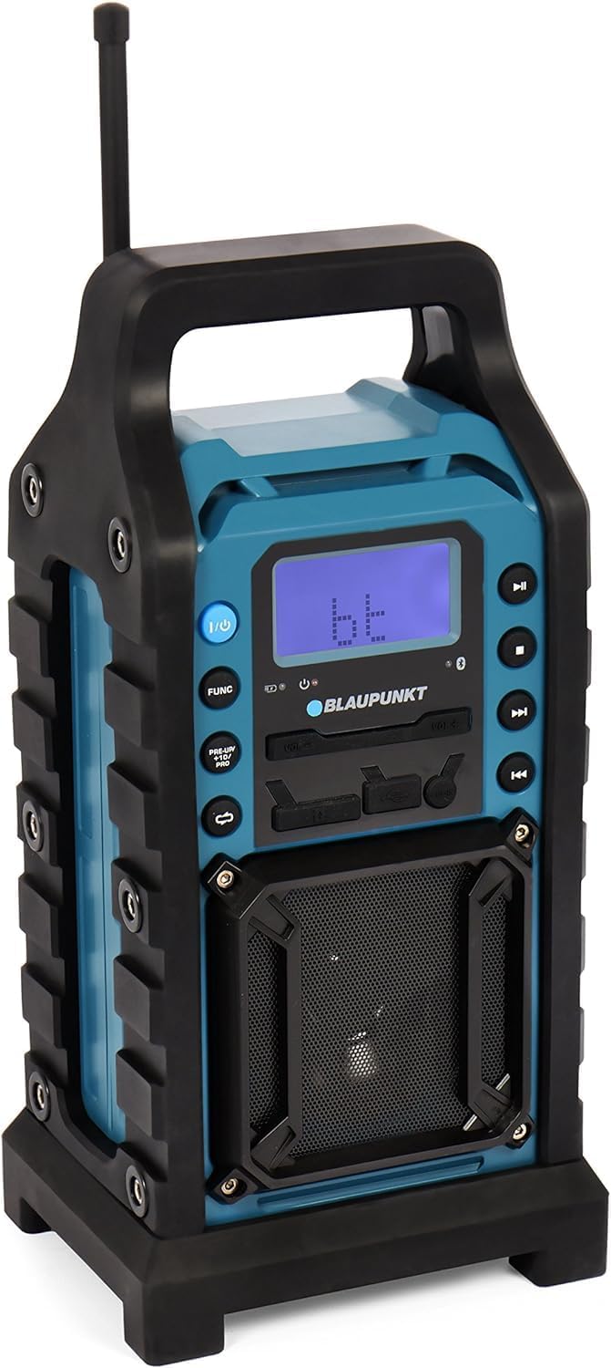 BLAUPUNKT BSR 10 Baustellen Radio mit Bluetooth und Akku, mit UKW PLL Radio, USB, SD, AUX-IN, stossf