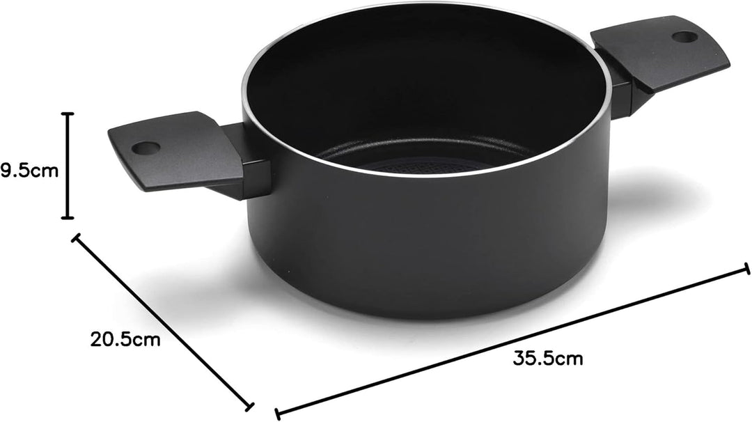 Moneta Recy Kasserolle mit 2 Griffen, 20 cm, Ricla 46 Dosen, Net Induction, schwarz, Körper aus 100%
