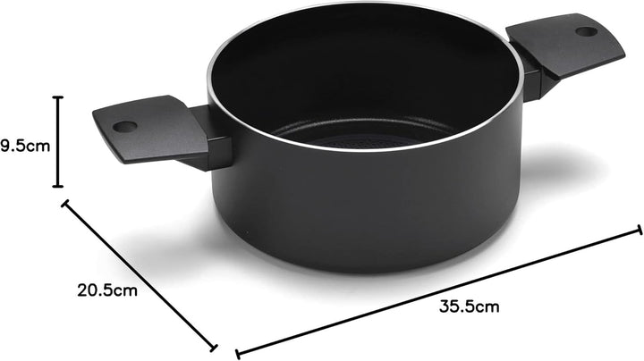 Moneta Recy Kasserolle mit 2 Griffen, 20 cm, Ricla 46 Dosen, Net Induction, schwarz, Körper aus 100%
