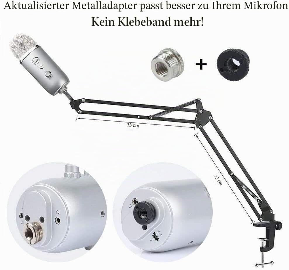 HAUEA einstellbare Mikrofonständer profesionelle Mikrofonhalter Mikrofonarm mit Spinne und Adapter f