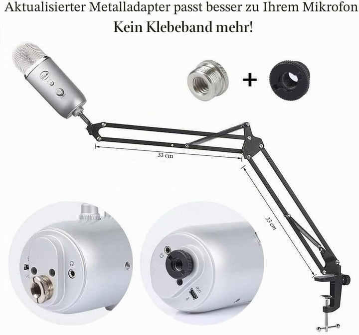 HAUEA einstellbare Mikrofonständer profesionelle Mikrofonhalter Mikrofonarm mit Spinne und Adapter f