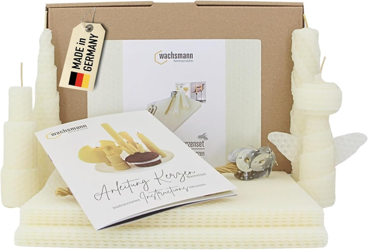 Wachsmann DIY Bienenwachs Kerzen Bastelset – Starterset für 10 Kerzen in vielen Farben – 100% reines