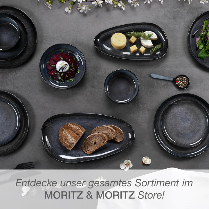 Moritz & Moritz VIDA Servierteller Set Blau - 2x Grosse Teller aus hochwertigem Porzellan, Modern &