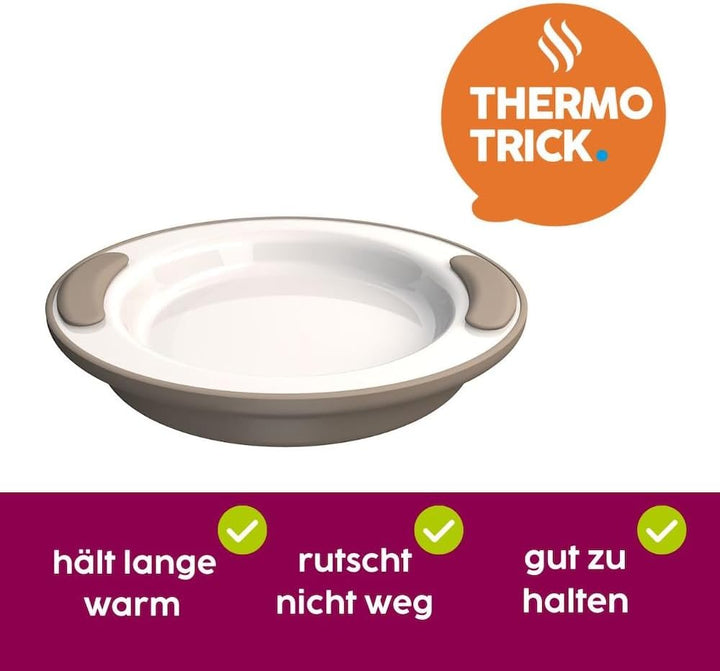 Ornamin Thermoteller und Thermoschale Set – isolierendes Wärmespeicher-Geschirr für Kinder und Senio