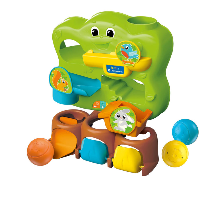 Clementoni 17687 Baby Logikspiel Lustiger Baum, farbenfrohe Kugelbahn mit DREI Kugeln, Lernspielzeug