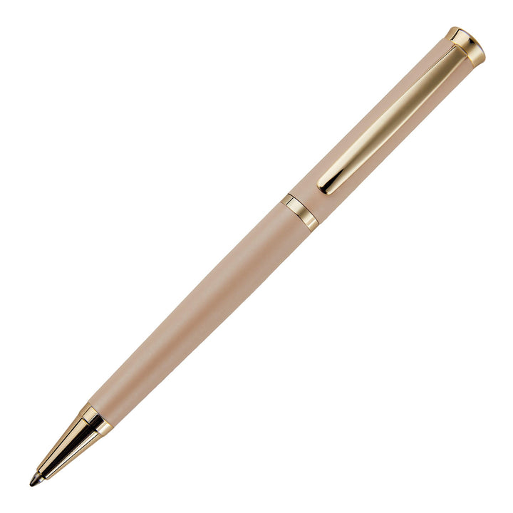 Hugo Boss Sophisticated Kugelschreiber aus Messing in der Farbe Nude Matt, Länge: 13,6cm, Minenfarbe