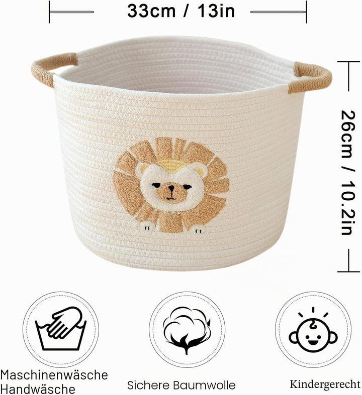 Aufbewahrungskorb Kinder Korb Geflochten Wäschekorb Kinderzimmer Wickeltisch Organizer Korb Mit Löwe