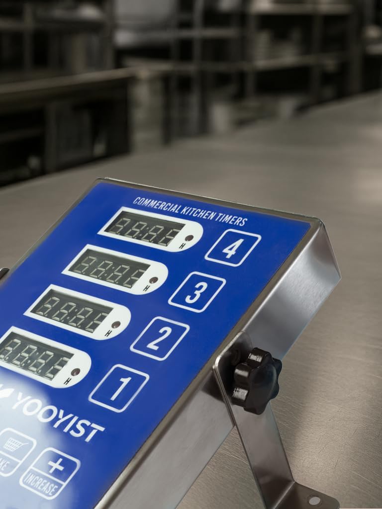 YOOYIST Kommerzieller 4-Kanal-Küchentimer Restaurant-Timer lauter Alarm Kocherinnerung Edelstahl für