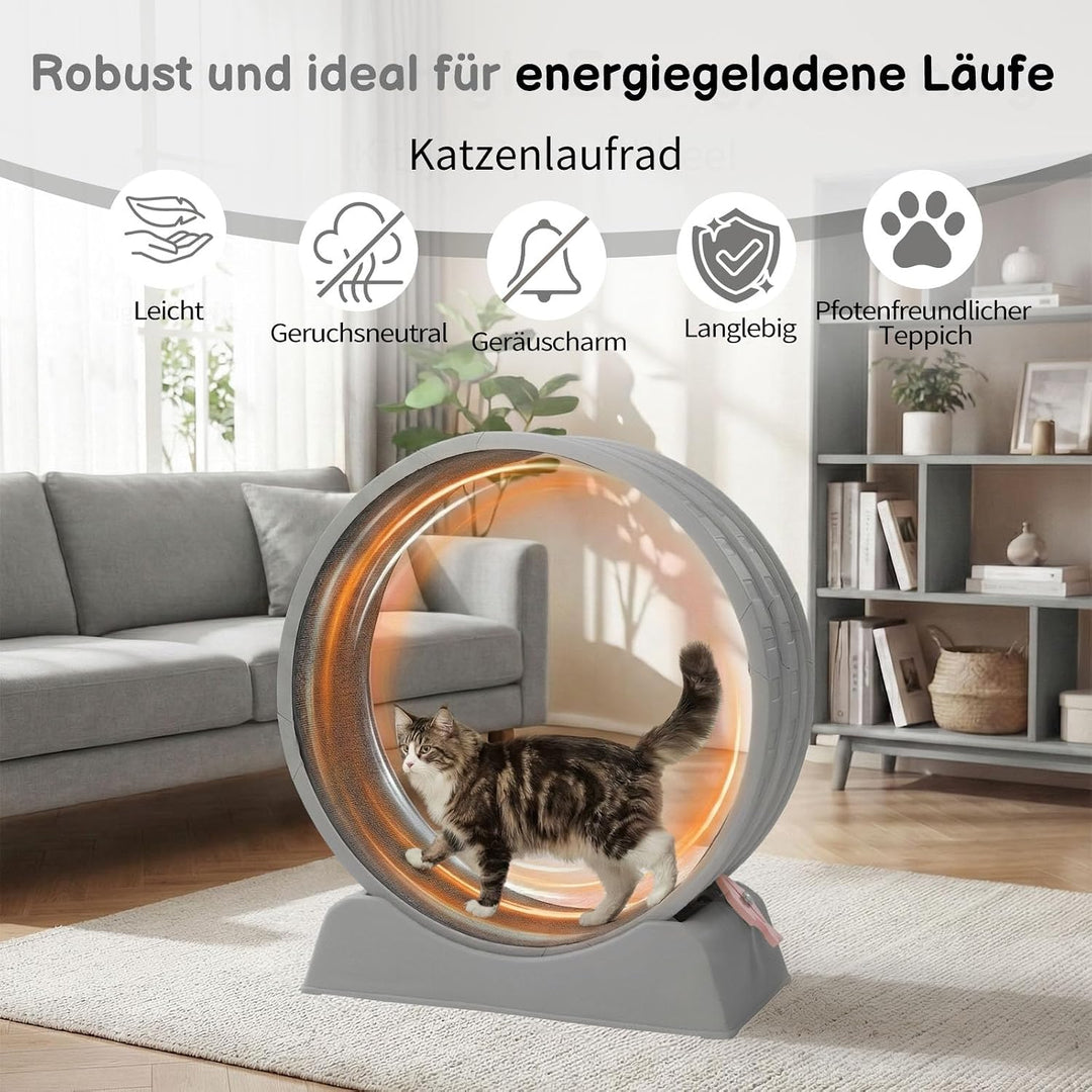 LEADZM Katzenlaufrad 80cm Durchmesser - Laufrad Katze aus Kunststoff, Inklusive Teppich und Katzensp