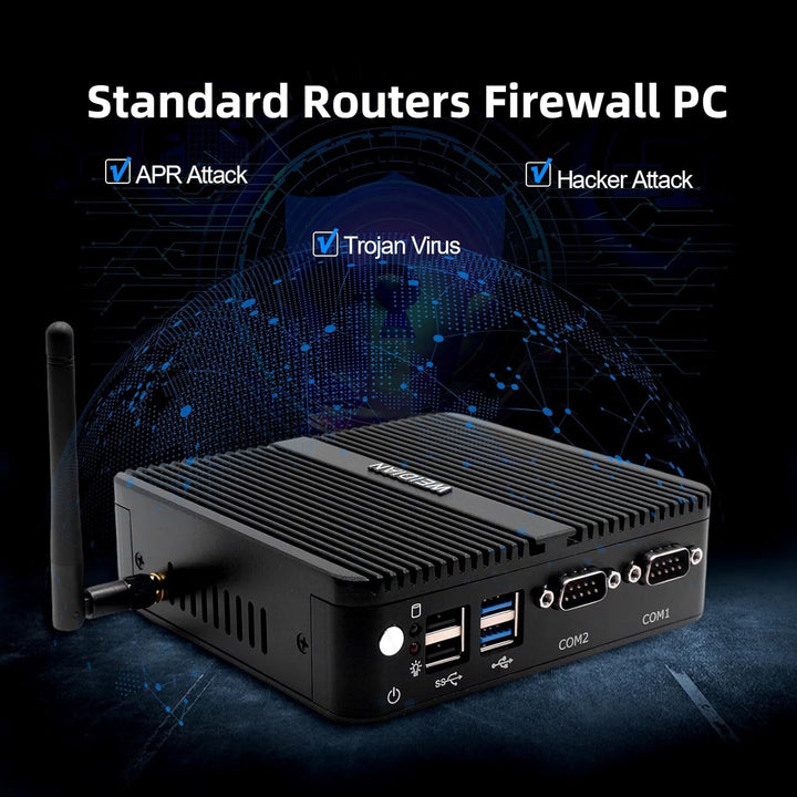 WEIDIAN Lüfterloser Mini PC Windows 10 Pro Quad Core Celeron J4125, 8GB DDR4 RAM 128G SSD, 4K HDMI/V