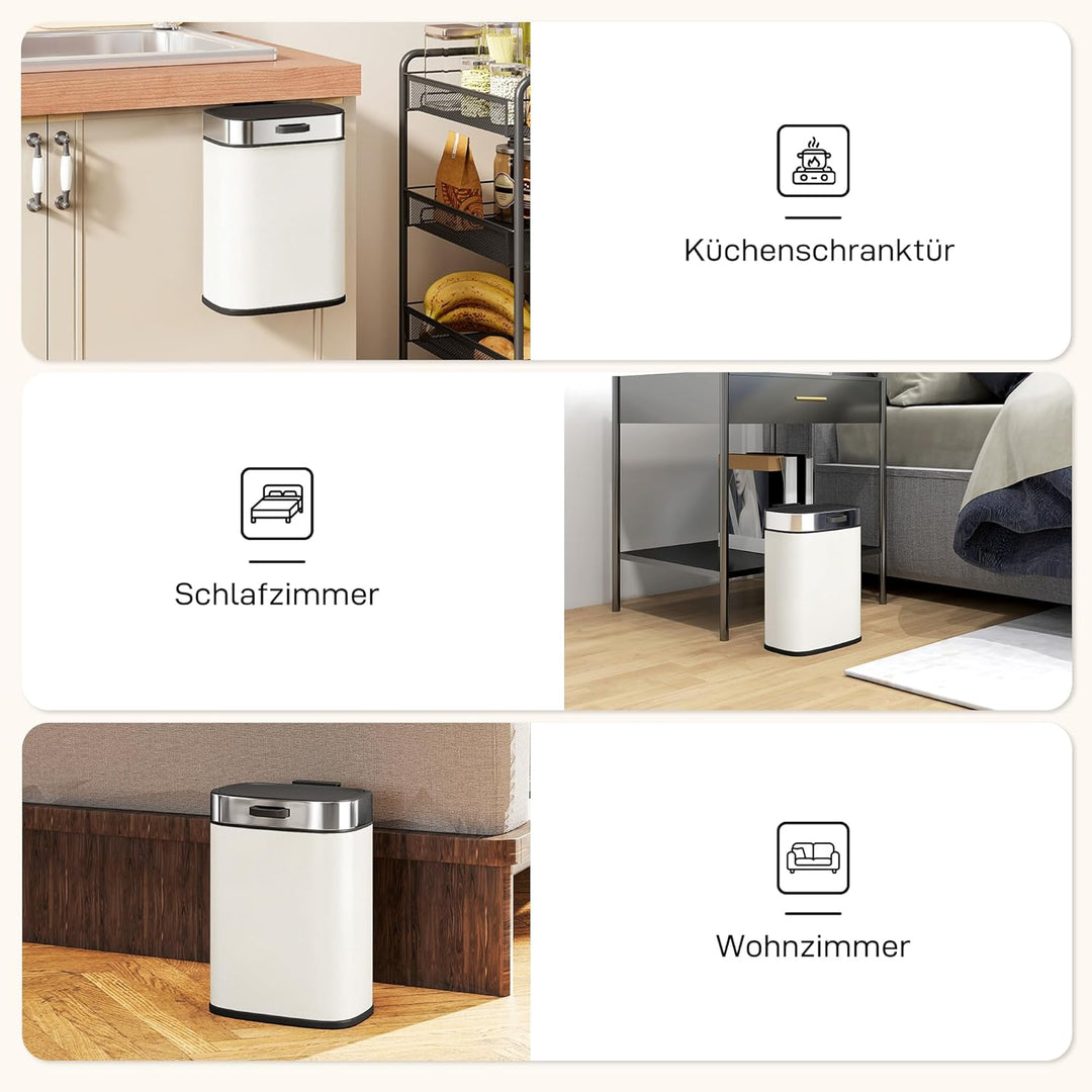 HOMCOM Mülleimer Hängend 5 L Treteimer mit Druck-Öffnen Feststelldeckel Abfalleimer inkl. abnehmbar