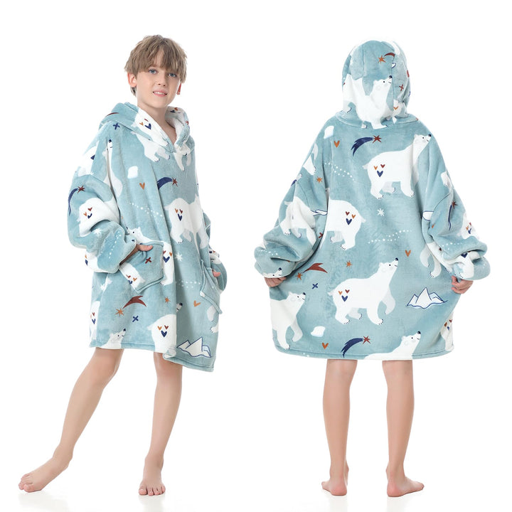 MOKANI ÜBergrossE Hoodie Decke Kinder mit äRmel Tragbare Kapuzenpullover, Super Weich Warmes Bequeme