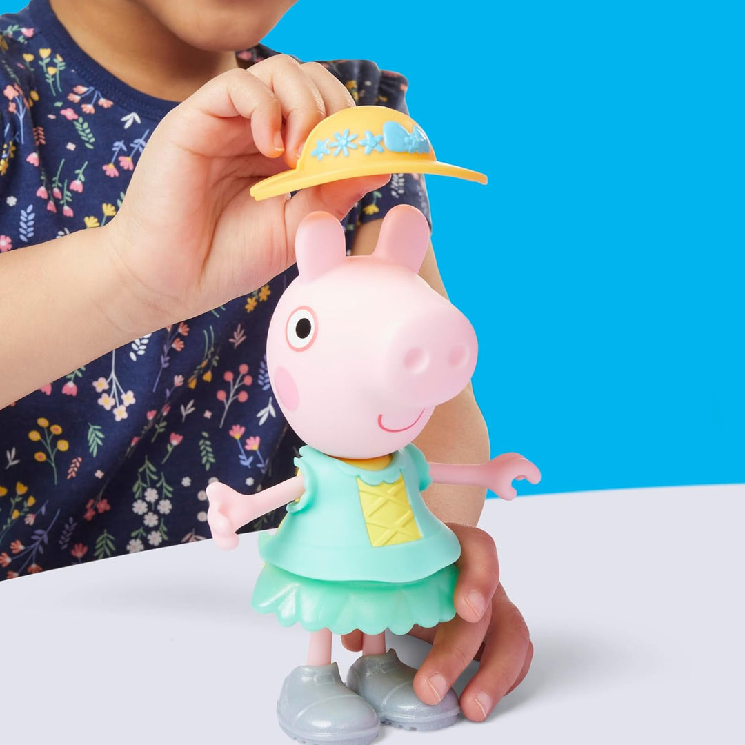 Peppa Pig Peppas Anziehspass-Kleiderschrank Spielset, Figur, 14 Mode-Accessoires und Aufklebern, int