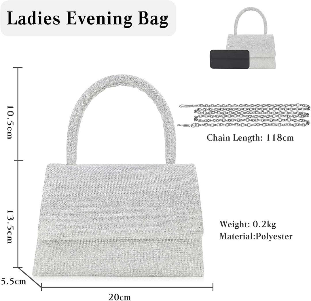 CORIOS Abendtasche Damen Glitzer Henkeltasche Kette Clutch Bag Klein Tasche Hochzeit Brautbörse Glän