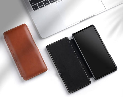 STILGUT Book Case kompatibel mit Google Pixel 7 Hülle aus Leder mit Clip-Verschluss, Lederhülle, Kla