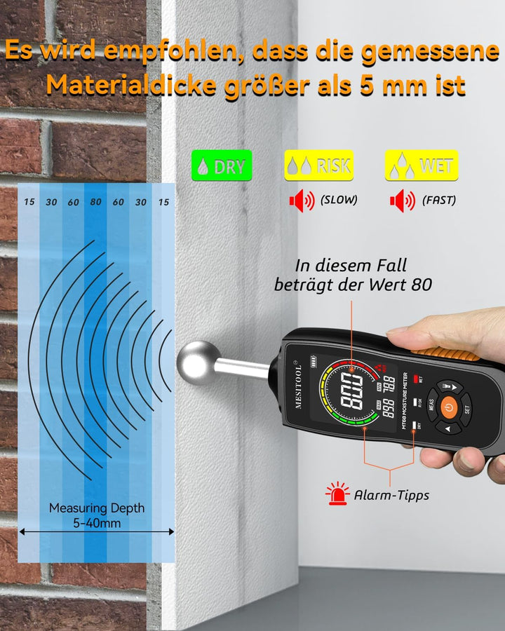 Feuchtigkeitsmessgerät Feuchtigkeitsmessgerät Detector für Wände Zerstörungsfreie Messung Holzfeucht