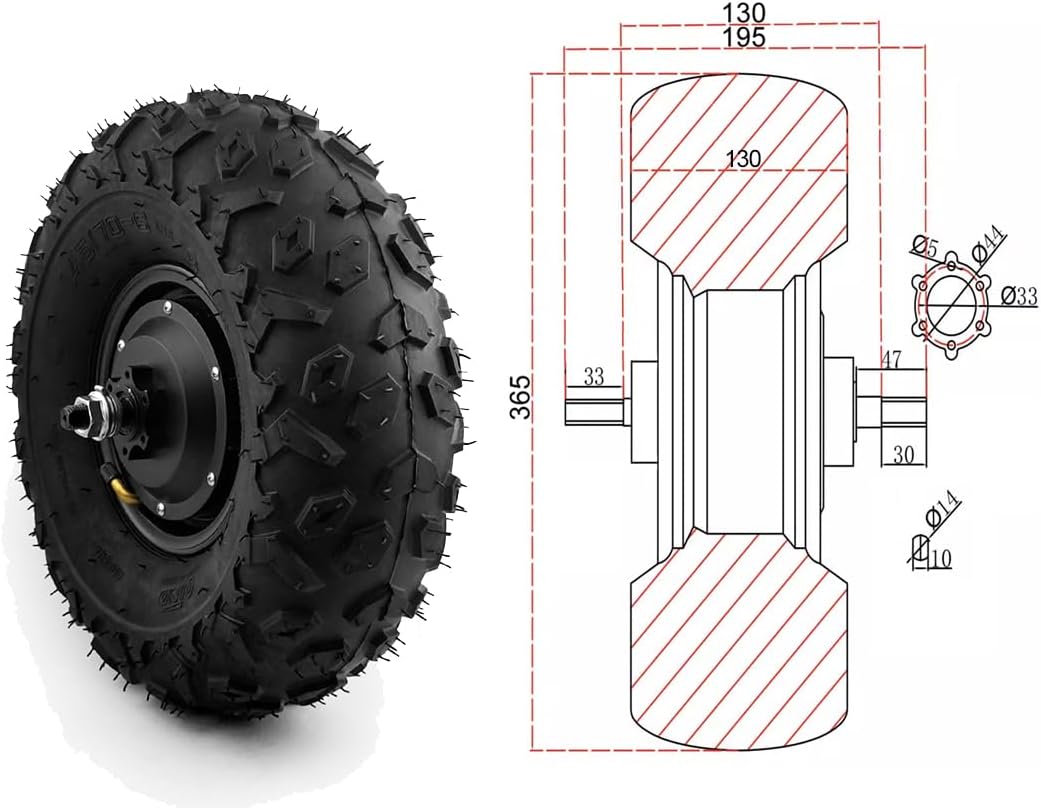 L-faster 36V 48V 350W 500W Schubkarre Wagen Getriebe Nabenmotor Kit Off Road 14,5 Zoll Rad, 48V 350W