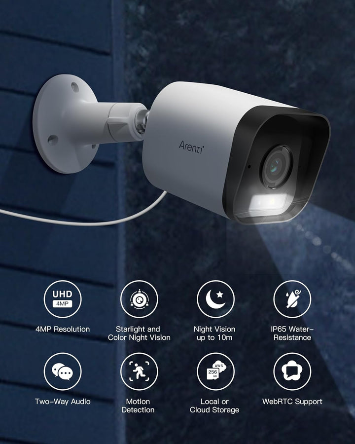 ARENTI 2.5K/4MP Überwachungskamera Aussen, 2.4G WLAN IP Kamera Überwachung Aussen mit APP, Vollfarb-