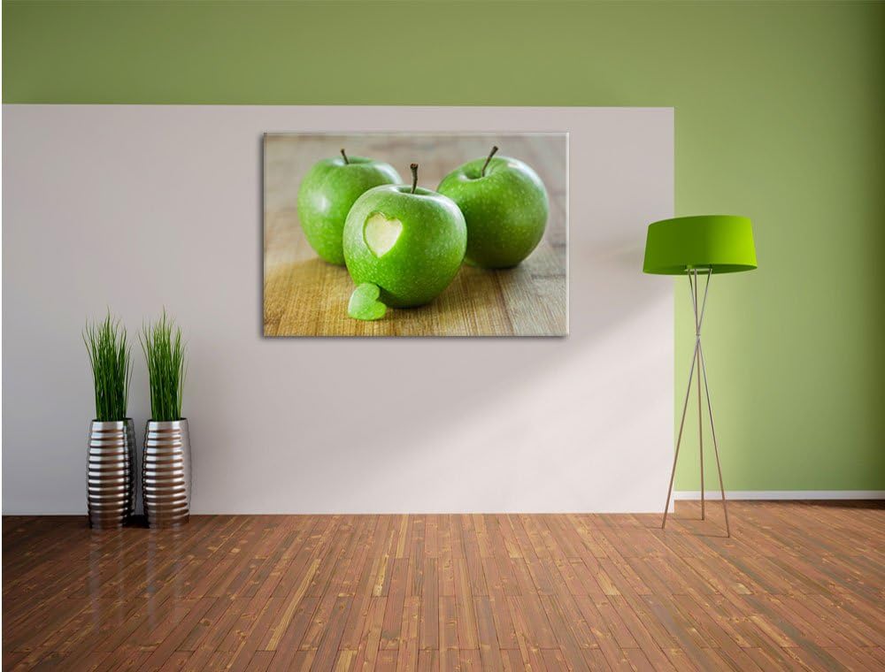 ein Herzchen im Apfel, Format: 100x70 auf Leinwand, XXL riesige Bilder fertig gerahmt mit Keilrahmen