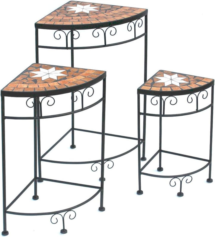 DanDiBo Blumenhocker Merano Mosaik 3er Set 12013 Blumenständer 42, 52 und 62 cm Eckregal
