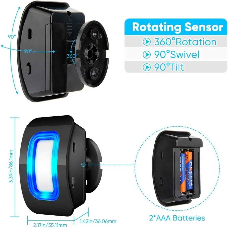 Bewegungsmelder Alarm Durchgangsmelder Funk Türklingel Katzenklingel Erfassungsbereich 4-5M 110° Dra