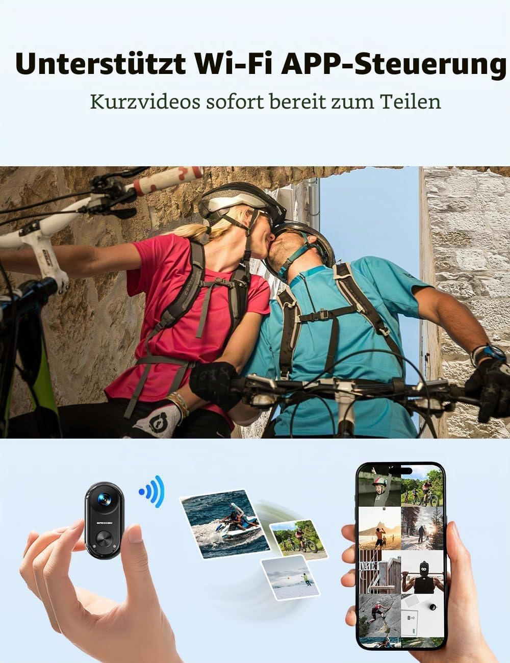 Apexcam K70 mit 64G Karte 4K mini Action cam POV Camera EIS Bildstabilisierung WLAN bodycam 30m wass