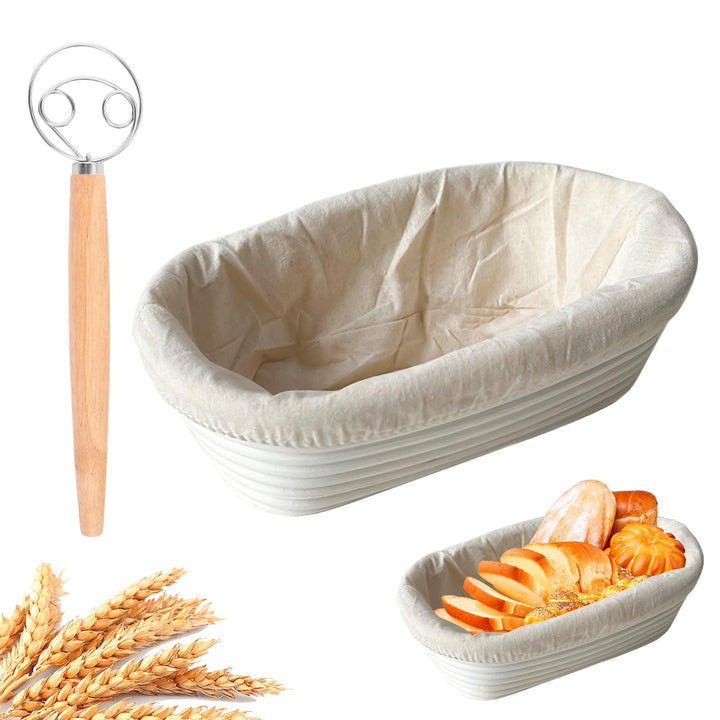 Gärkorb länglich,17 * 12 * 6cm Ovaler Brotkorb,Gärkorb，Oval Proofing Basket Set,Ovales Gärkörbchen,3