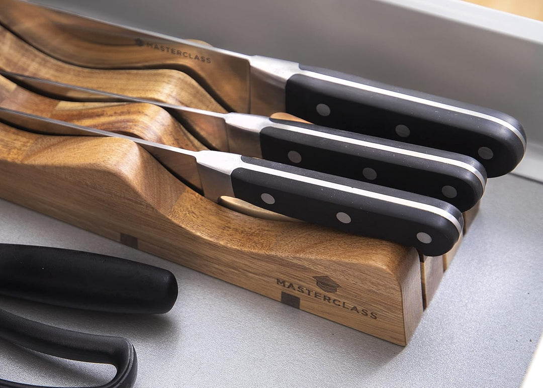 MasterClass Messerhalter aus Holz, Sicherheits- und Hygienehalter für Schubladen und Arbeitsplatten,