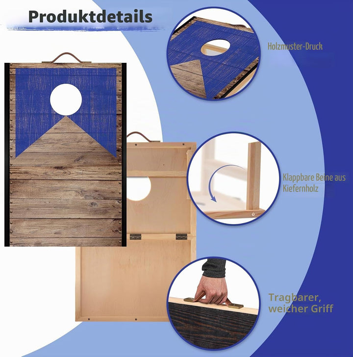 NZQXJXZ 90 x 60 cm Faltbar Cornhole Spiel Outdoor Cornhole Säckchen mit 8 Bohnensäcke & Tragetasche