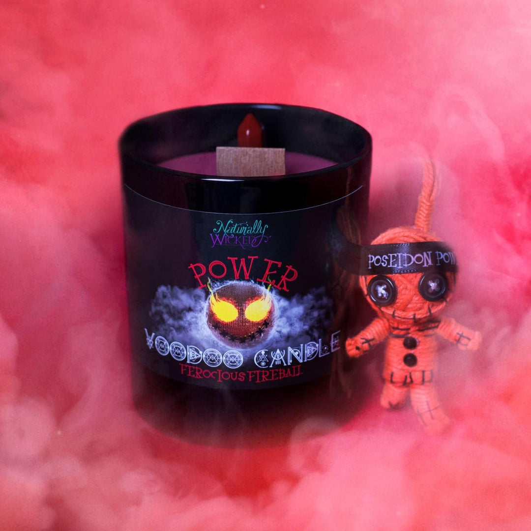 Naturally Wicked Voodoo Macht Kerze | Inc Voodoo Puppe & Kristallstab | Vegane Kristallzauberkerze