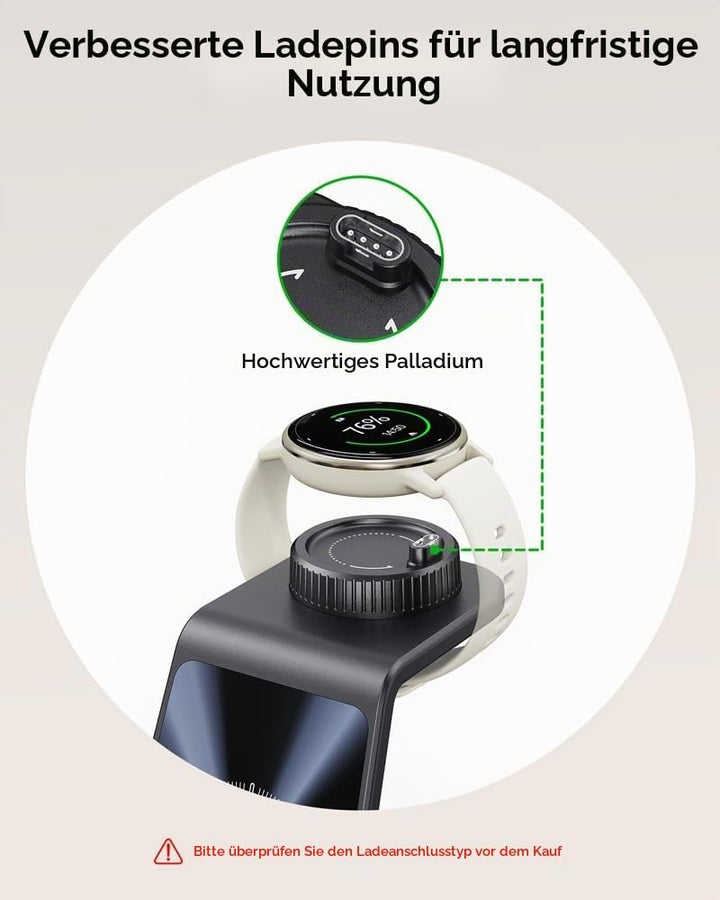3 in 1 Kabellose Ladestation für Garmin Uhr Vivoactive/Venu/Forerunner/Instinct/Fenix/Epix 2, Ladege