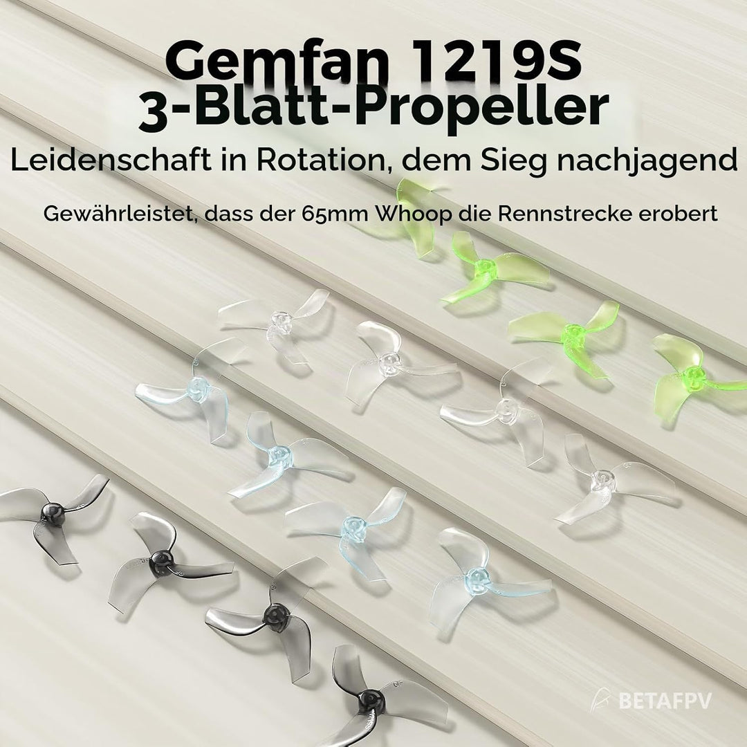 BETAFPV 16pcs Gemfan 1219S 3-Blade Propellers with 1.0mm Shaft Hole Compatible for 0702 Series Brush