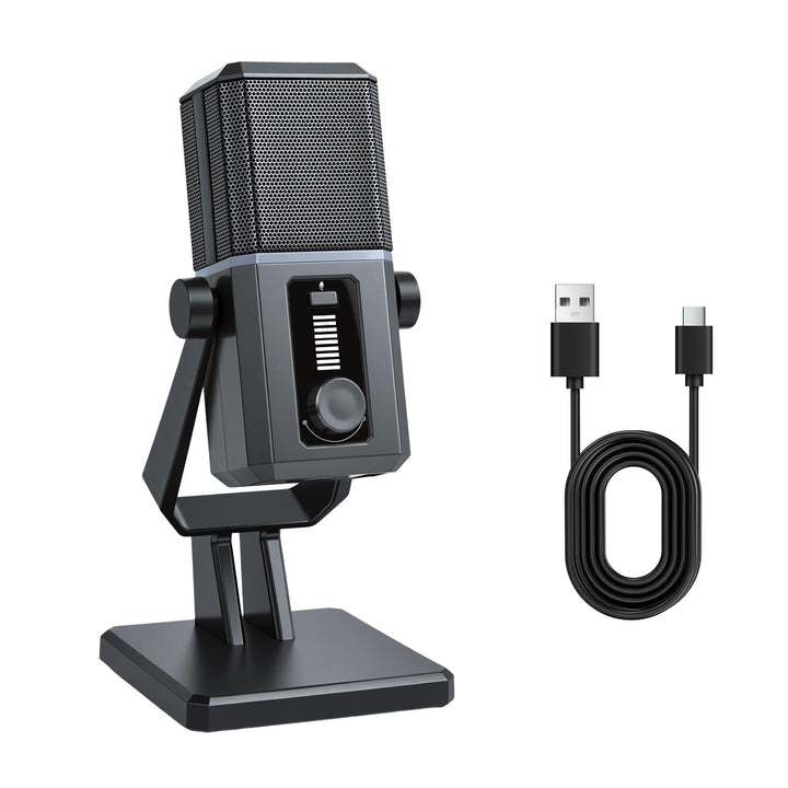ELUTENG USB Mikrofon für PC, 14mm Kondensatormikrofon mit RGB Beleuchtung USB-C Kabel für PC, Tisch