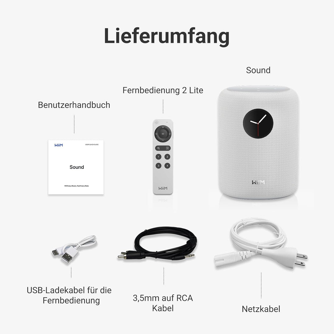 WiiM Sound Smart Speaker mit 1,8″ Touch-Display, Hi-Res 24 Bit/192 kHz, AI RoomFit™ Raumkorrektur, 1