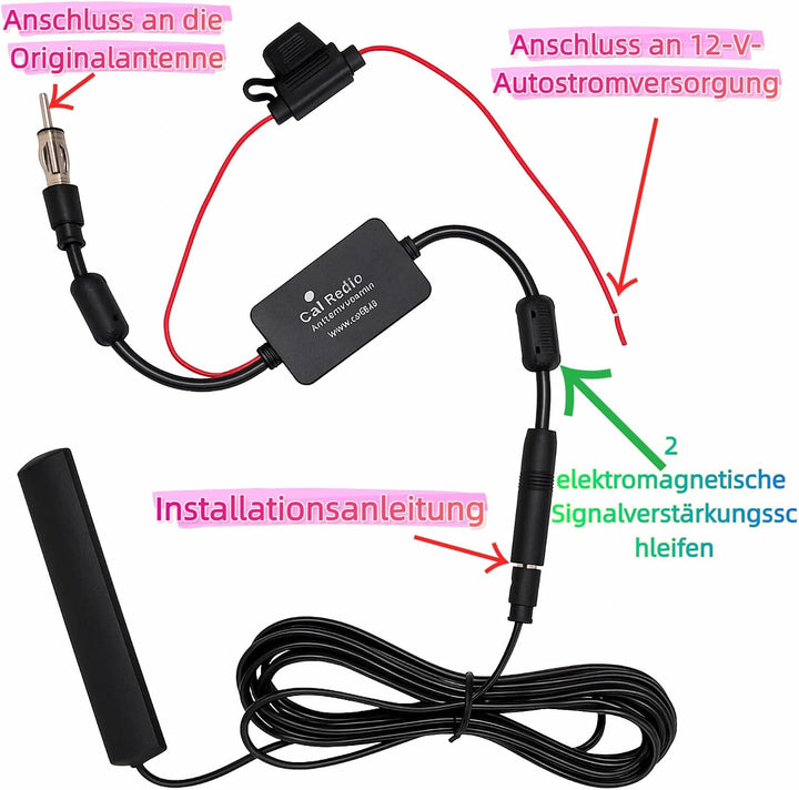 AURUM Antenne Auto FM/AM Autoantenne mit Antennenverstärker, Antenne Autoradio für Fahrzeug, LKW, SU