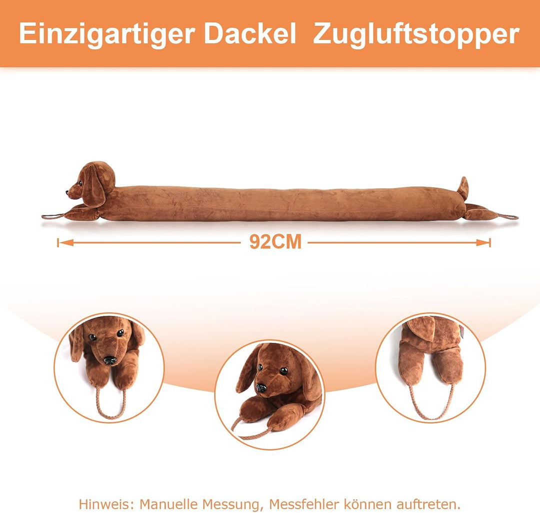 Zugluftstopper für Türen, 92cm Schwerer Türzugstopper Zugluftstopper für Fenster Dachshund unter der