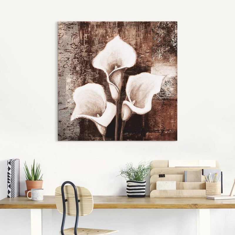 ARTland Leinwandbilder Wandbild Bild auf Leinwand 40 x 40 cm Blumen Calla Malerei Braun A9AU Antike