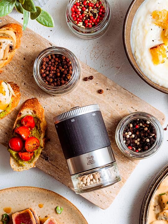 PEUGEOT - Pfeffermühle Maestro 10cm + Schwarzer Pfeffer - Austauschbarer Glasphiolen - U'Select-Mahl