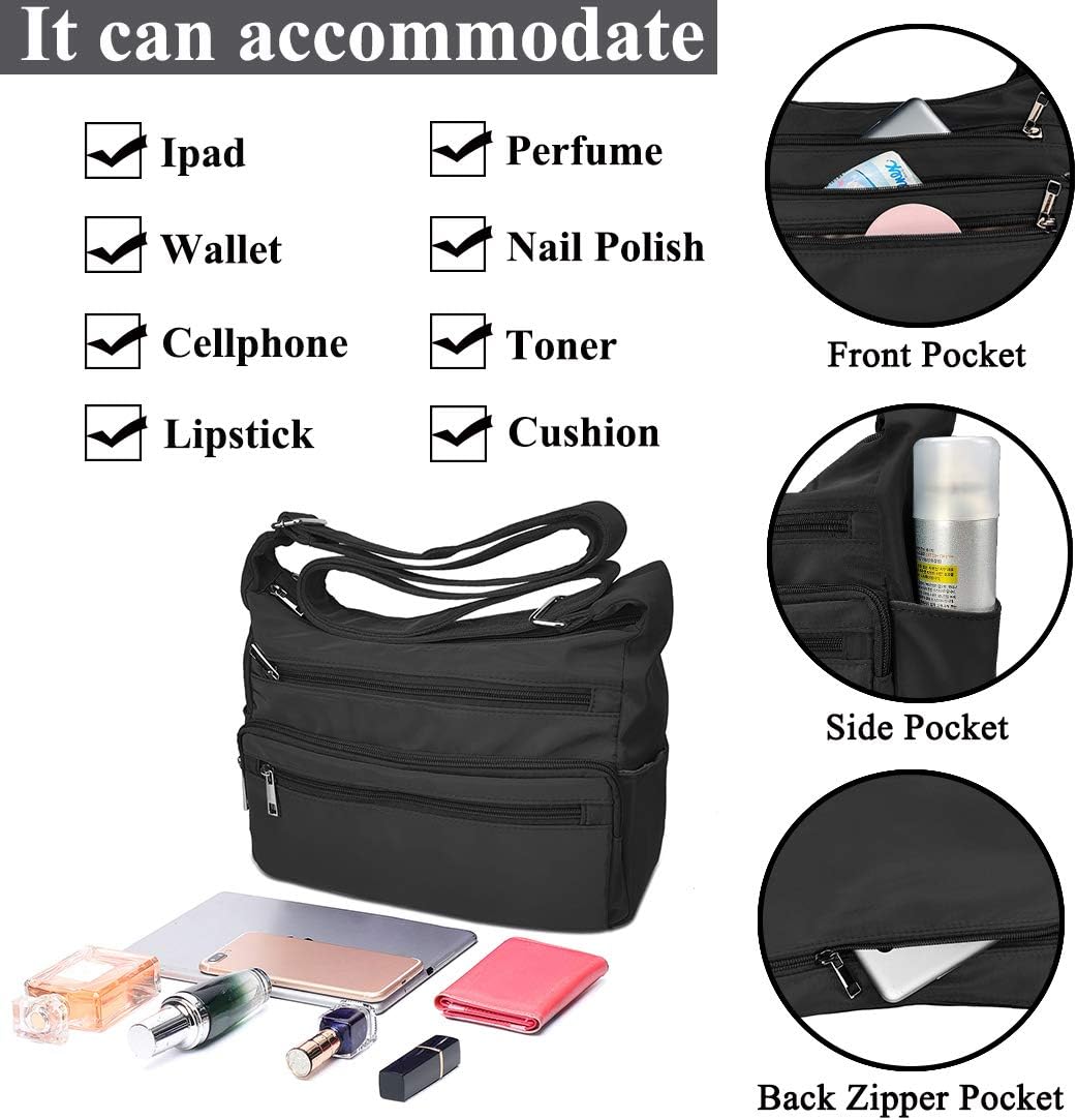 VOLGANIK ROCK Crossbody Bag for Women Multi Pockets Handbag Shoulder Bag Waterproof RFID Cross Body